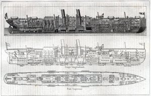 Section longitudinale du paquebot « La Normandie » montrant l