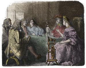 Louis XIV traitant des affaires avec ses ministres dans les appartements de Madame de Maintenon (gravure) - Unknown artist