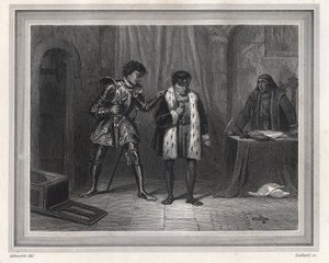 Louis XI prisonnier de Charles le Téméraire, duc de Bourgogne - Roi de France Louis XI rencontrant son adversaire Charles le Téméraire à Péronne en octobre 1468 - Unknown artist