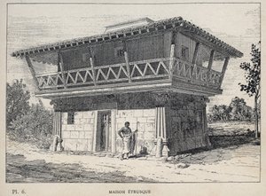 Maison étrusque - gravure de 1889 dans « Histoire de l