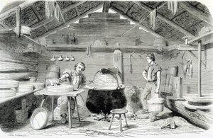 Fabrication du fromage Gruyère dans un chalet suisse, ou fromagerie dans les Alpes - dans «Les merveilles de l