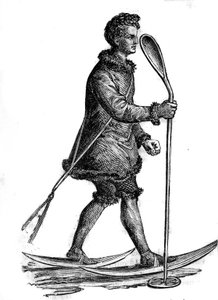 Homme en costume traditionnel khanty (khante ou ostiak) chassant l