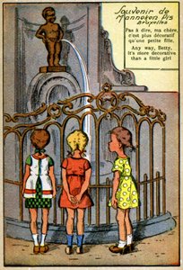 Le Manneken Pis à Bruxelles, vers 1950 (impression)