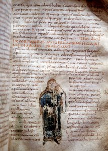 Page manuscrite de « De simplicibus medicamentis » de Claude Galien (Klaudios Galenos ou Claudio Galeno ou Claudius Galenus ou Galen, v. 131 - v. 201). 8e ou 9e siècle. Governativa de Lucca