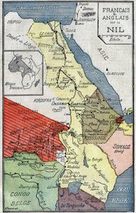 Carte des territoires africains colonisés par les Français et les Anglais le long du Nil. Illustration dans "Le Pèlerin" du 2 octobre - Unknown artist