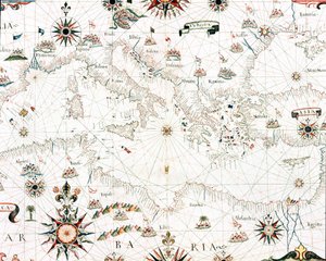 Carte de la mer Méditerranée et du littoral (détail) - Unknown artist