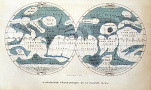 Carte de la planète Mars - dans « Astronomie populaire » par Camille Flammarion, éd. Marpon & Flammarion