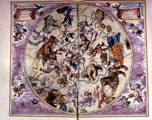 Carte du ciel et signes du zodiaque - fac-similé d