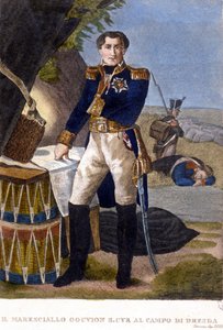 Maréchal Laurent Marquis de Gouvion Saint Cyr (1764 à 1830) à la bataille de Dresde en 1813. gravure du 19ème siècle - Unknown artist