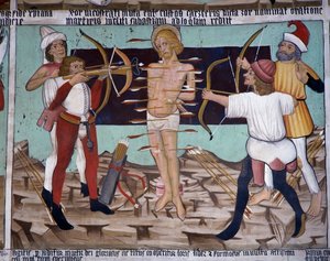 Martyr de Saint Sébastien, vie de Saint Sébastien (15ème siècle), fresques, Chapelle de Saint Sébastien, Villard-de-Lans, Rhône-Alpes, France. - Unknown artist