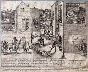 Massacre de la Saint-Barthélemy à Paris dans la nuit du 24 août 1572. Gravure du 16e siècle. Pau, Musée du Château - Unknown artist