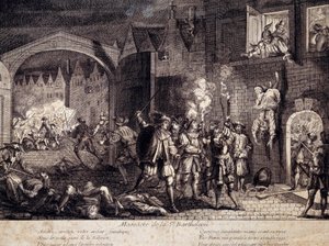 Massacre de la Saint-Barthélemy à Paris dans la nuit du 24 août 1572. Gravure du XVIe siècle. Pau, Musée du Château - Unknown artist