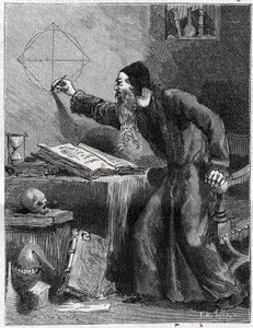 Mathématiques et Géométrie : Chercheur scientifique de la quadrature du cercle au XVIe siècle. Gravure dans « La Nature » 1890. Collection privée. - Unknown artist