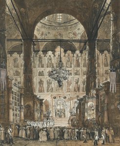 Messe à la cathédrale de la Dormition du Kremlin à Moscou, Russie - Unknown artist