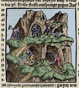 Mines au 15ème siècle. Gravure de Johann Stumpff