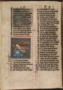 Miniature de Narcisse admirant son reflet dans une fontaine, de 