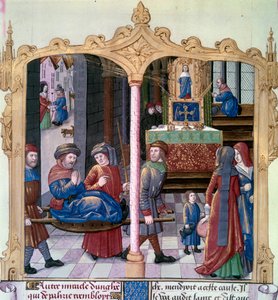 Miracles de Saint Louis : le roi Louis IX (1214-1270) guérit un paralytique - Unknown artist
