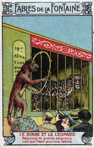 Le Singe et le Léopard - Fables de Jean de La Fontaine (1621-95) - Chromolithographie de la fin du 19e siècle Collection privée - Unknown artist