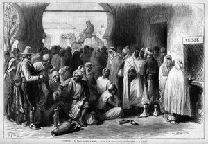 Mont-de-Piété à Alger, Algérie. Gravure dans "Le Monde illustré" 1883. Collection privée