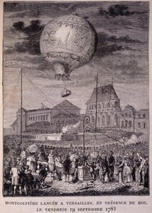 Montgolfière lancée à Versailles, en présence du roi (Louis XVI), vendredi 19/09/1783 - dans « Les Contemporains », fin du 19ème siècle