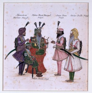 Moonshee Bishun Singh, Maha Raja Ranjeet Singh, Raja Dian Singh, Sirdar Dulla Singh - Unknown artist