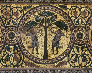 Mosaïque de la chasse royale (gros plan), la Salle de la Fontaine, 1165-67 - Unknown