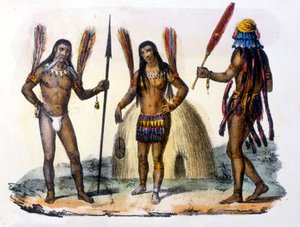 Indiens Mundrucu et Jivaros en Équateur. Gravure 1846-48 - Unknown artist