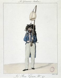 Musicien dans la rue: le grimacier italien - gravure, Carnavalet. - Unknown artist