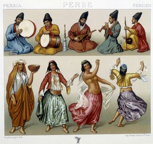Musiciens et danseurs en Perse - dans « Le costume historique » par Racinet - Unknown artist