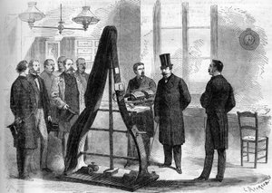 Napoléon III visitant les bureaux du télégraphe électrique au Ministère de l