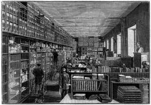 Bibliothèque nationale à Paris : bureau du catalogue. À l