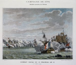 Combat naval, du 10 prairial An II (1794) - dans "Les batailles navales de Napoléon" - Unknown artist
