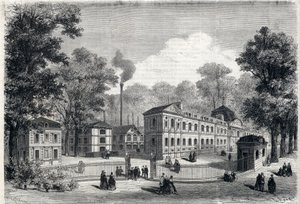 Nouveau bâtiment de la manufacture impériale de porcelaine de Sèvres en 1868. Gravure dans « L