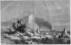 Navires pris dans la glace norvégienne sur la côte de Spitzberg dans l