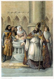 Notger (930 - 1008), évêque de Liège, lors du baptême d