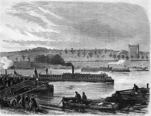 Bateaux à vapeur omnibus de Paris, France. Gravure dans "L