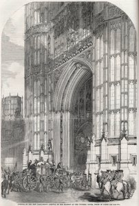 Ouverture du nouveau parlement - arrivée de Sa Majesté à la tour Victoria, Chambre des Lords 1852 - Unknown artist