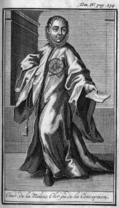Ordres de Chevalerie. Chevalier de la milice chrétienne ou de la conception en Allemagne au 17ème siècle. Dans « Histoire des ordres militaires ou chevaliers, des milices séculières et régulières des deux sexes, qui ont été établis jusqu