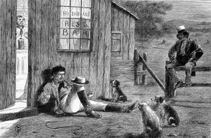 Devant une taverne de brousse en Australie - Unknown artist