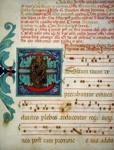 Page illuminée avec un code de chants grégoriens - Unknown artist