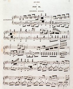 Page de partition musicale Hymne populaire pour Pie IX par Gioacchino Rossini - Unknown artist