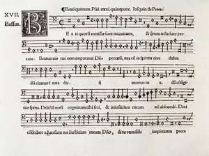 Page de la partition musicale de Beati quorum psalm XIII par Willaert (1538) - Unknown artist