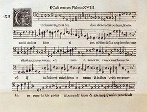 Page de partition musicale de Coeli enarrant psaume XVIII par Willaert (1538) - Unknown artist