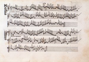 Page de partition musicale de Harmonice Musices Odhecaton par Ottaviano Petrucci (1501) - Unknown artist