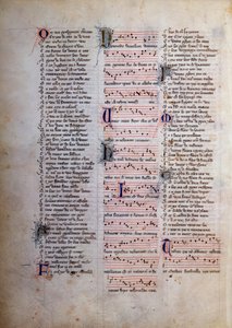 Page de chansons, paroles et musique Miniature de «Le roman de Fauvel» par Gervais de Bus - Unknown artist
