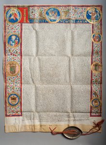 Bulle papale. Pape Paul III, Eucharistique. Parchemin. Miniature. 1535. - Unknown artist
