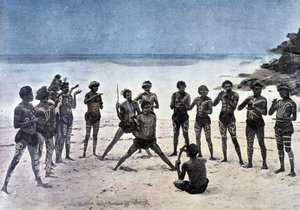 Danse papoue sur la plage à côté du village Karapuna (Nouvelle-Guinée) - Unknown artist