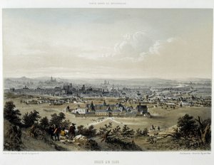 Paris en 1620, vue générale prise de la Butte Chaumont - lithographie - Unknown artist