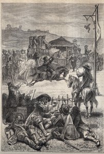 Tir au perroquet - Illustration du 19ème siècle pour le roman historique « Les Puritains d