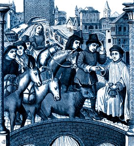 Paiement du péage en passant un pont, à Tournai (gravure) - Unknown artist